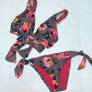 Shade & Shore Tan Floral Tie Bikini Women’s Size Medium